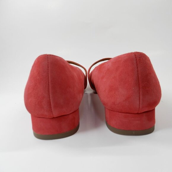 Aquatalia Priya Pointed Toe Mary Jane Flats Size 9 Raspberry Red Suede Leather - Picture 8 of 10